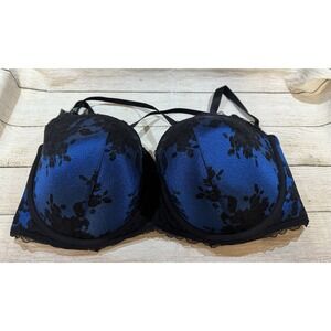 New Torrrid Push Up Strapless Bra 6 Ways to Wear Black Blue Lace Sz 46DDD  TbU